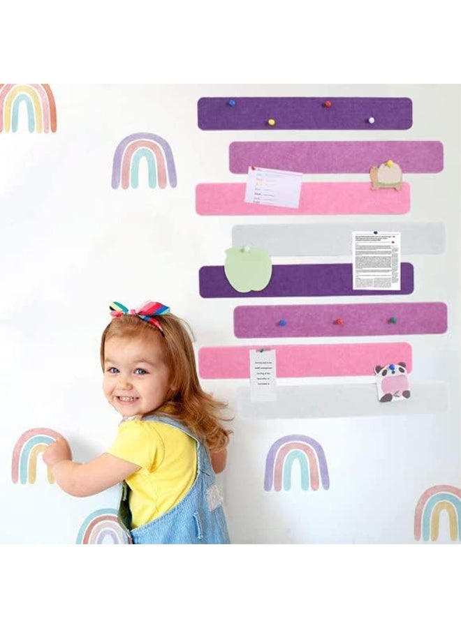 Lemon 8 pcs Bulletin Board Bar Strips ,Self Adhesive Cork Board for Wall,Felt Pin Board for School,Office Decor, with 35 Pushpins & Post-it Notes (Purple) - Image 2