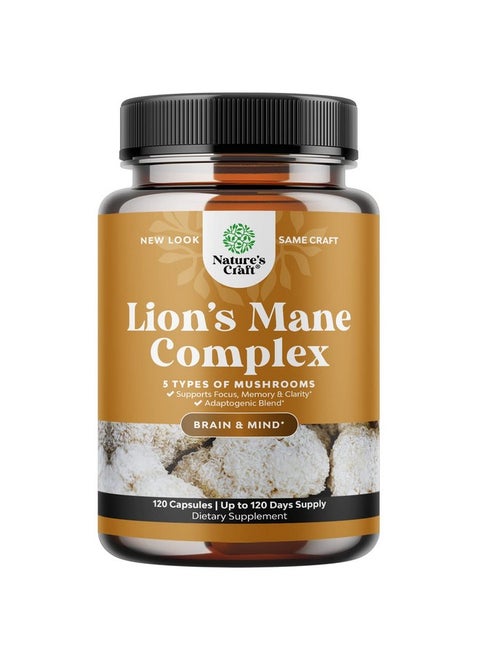 Nootropic Lions Mane Mushroom Capsules Lion’S Mane Mushroom Complex Immune System Booster And Brain Supplement Mushroom Extract Focus Pills Brain Booster And Mood Support With Reishi (120 Count)