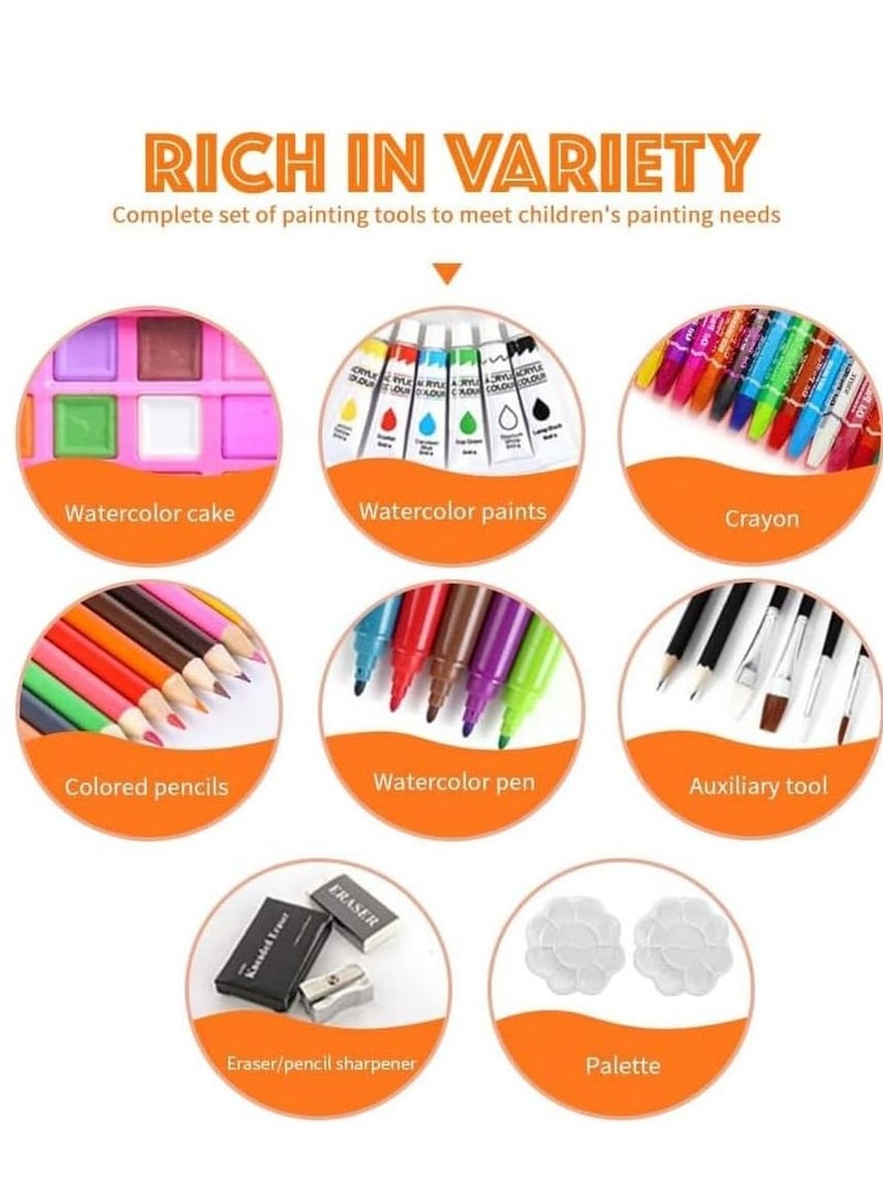Y&D Art Kit -145 Pieces in Portable Bag Drawing and Painting for Kids Adults with Pencils Markers Paints Pastels Watercolor Cake Sharpener Eraser Paintbrush Sketchpad (Blue) - Image 5