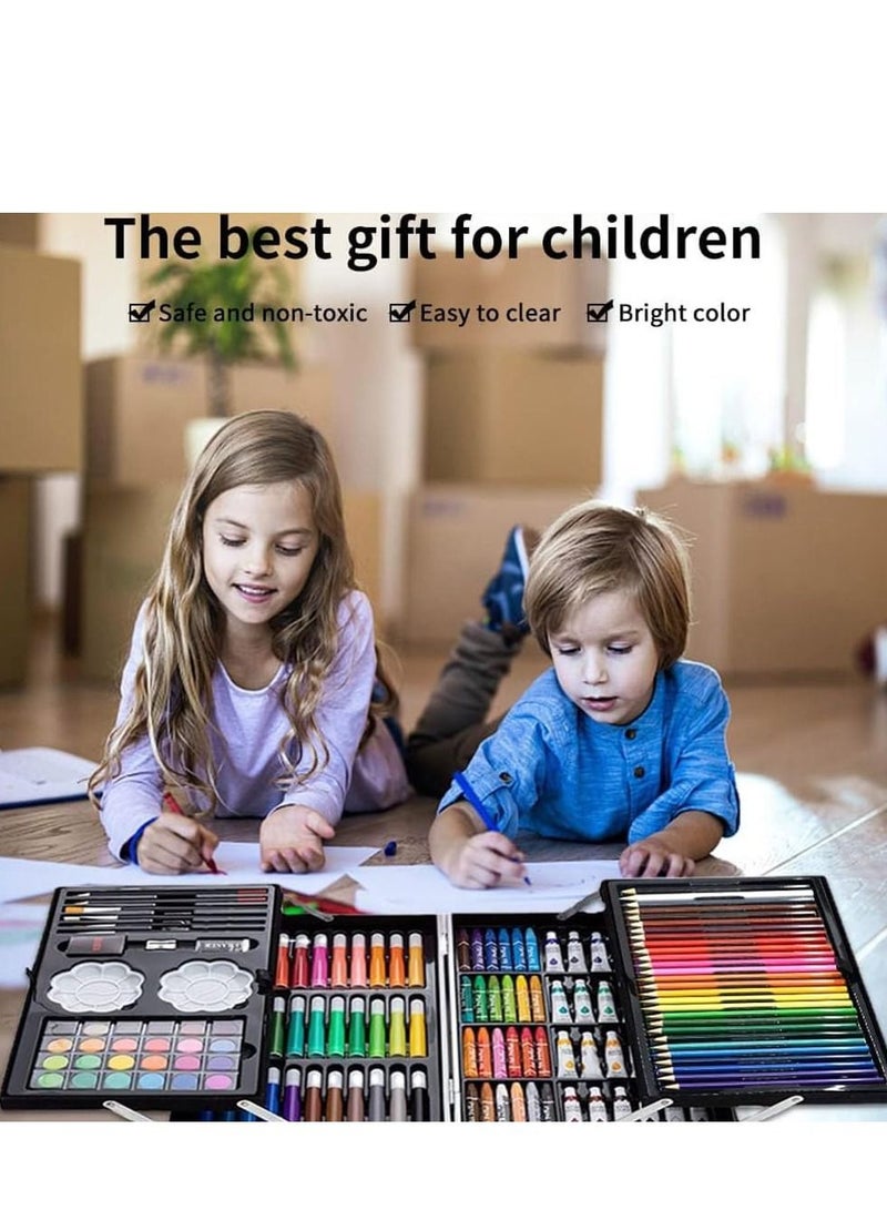 Y&D Art Kit -145 Pieces in Portable Bag Drawing and Painting for Kids Adults with Pencils Markers Paints Pastels Watercolor Cake Sharpener Eraser Paintbrush Sketchpad (Blue) - Image 2