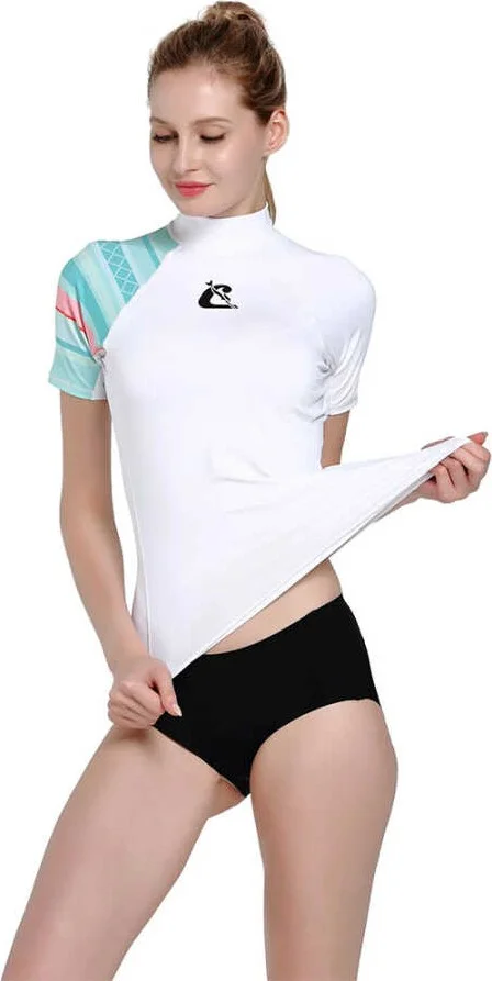 كريسي Shield Rash Guard Lady T-Shirt White - Aquamarıne-2xs - No:0