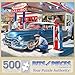 Bits and Pieces 500 قطعة أحجية للكبار - أحجية تركيب كبيرة 15 x 19 - 500 قطعة - سيارات كلاسيكية - محطة وقود من الخمسينيات - قطع مقطوعة عشوائياً بدون قطعتين متشابهتين - محطة خدمة من الخمسينيات - Image 2