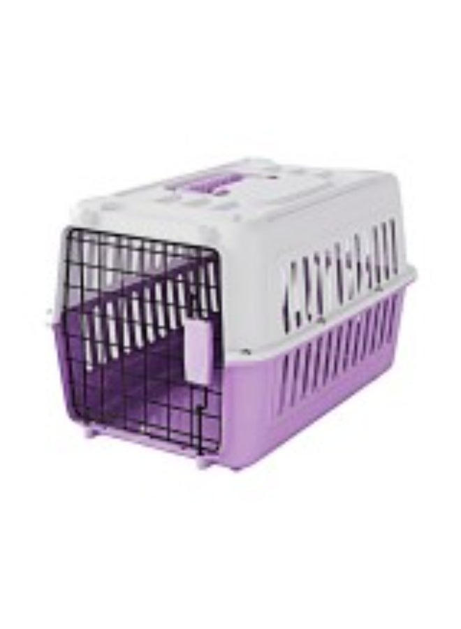 CozyPaws Cozy Paws Premium Plastic Pet Carrier with Metal Door – Purple with Beige Top – Durable Ventilated Travel Crate for Small Pets – 44 x 31 x 27 cm - Image 1