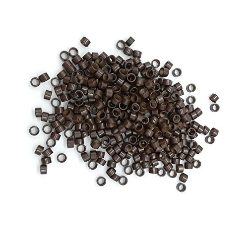 Funyn 1000Pcs Screw Micro Rings Tube Aluminum Crimp Hair beads micro links 4.0MM for Pre Bonded Human Hair Feather Extensions hair tools (5# Brown)