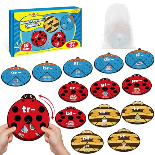 Kasfalci Blends Digraphs Cards Phonics GamesSpeech Therapy Toys for Toddlers KidsLearn to Read Spelling Reading Learning Sight Words GamesKindergarten Preschool Learning Activities Educational - Image 1