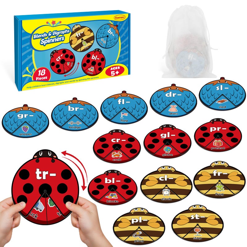 Kasfalci Blends Digraphs Cards Phonics GamesSpeech Therapy Toys for Toddlers KidsLearn to Read Spelling Reading Learning Sight Words GamesKindergarten Preschool Learning Activities Educational - Image 3