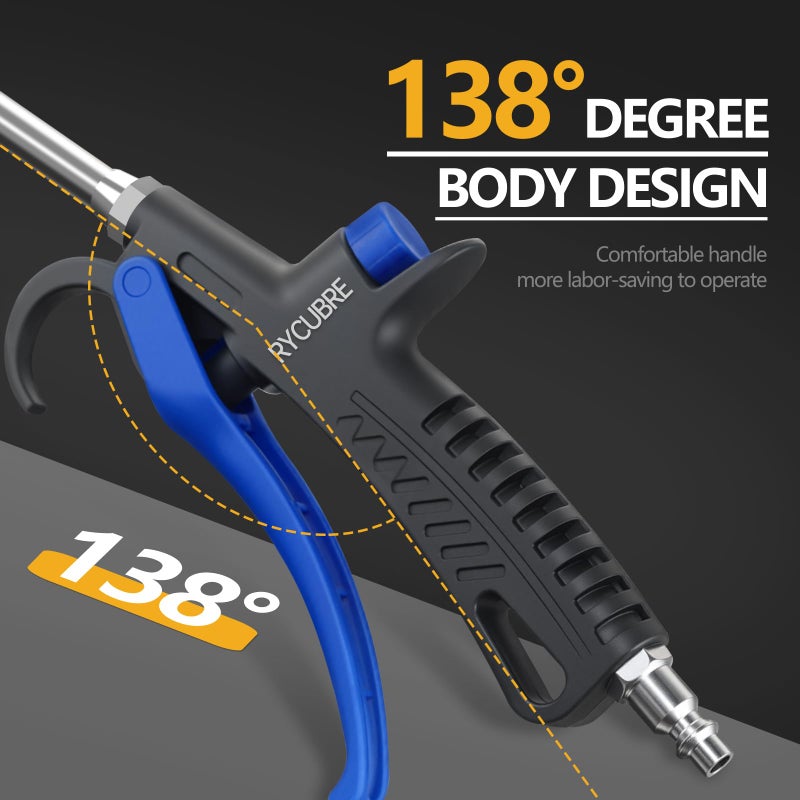 RYCUBRE Extended stretchable 15-39 inch air gun Heavy duty air compressor accessories, adjustable air flow, ergonomic design, ideal air tool for stainless steel barrels and nozzles cleaning (15-39 Inch) - Image 5