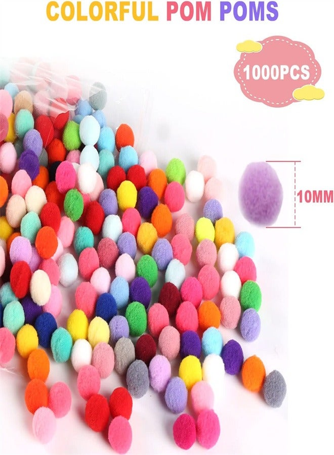 2000 Pcs Craft Pom Poms, Multicolor Fuzzy Pompom Balls Felt Balls for Kids DIY Art Creative Crafts Projects and Decoration, 1cm - Image 2