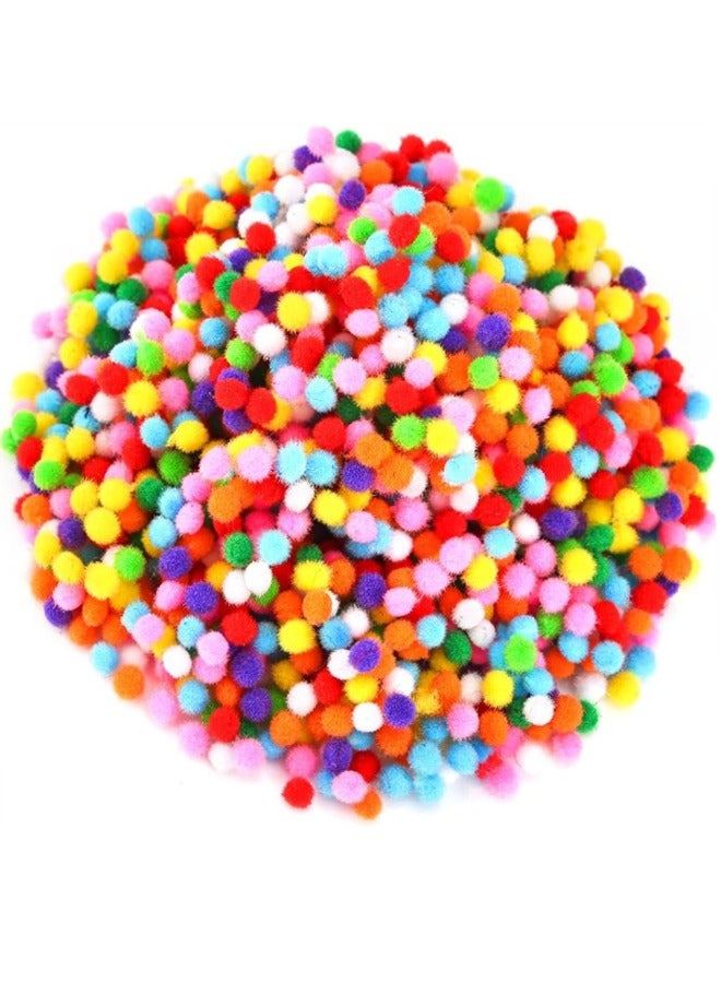 2000 Pcs Craft Pom Poms, Multicolor Fuzzy Pompom Balls Felt Balls for Kids DIY Art Creative Crafts Projects and Decoration, 1cm - Image 1