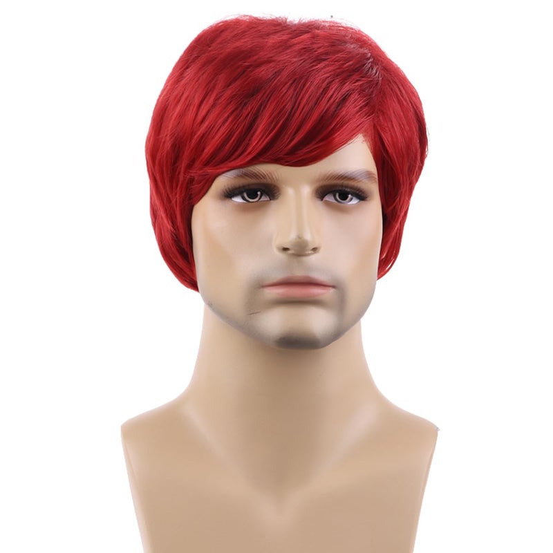 MAGQOO Mens Red Wig Short Red Wigs for Men Short Straight Red Wig Boy Male Red Wig Cosplay Costume Wig Synthetic Heat Resistant