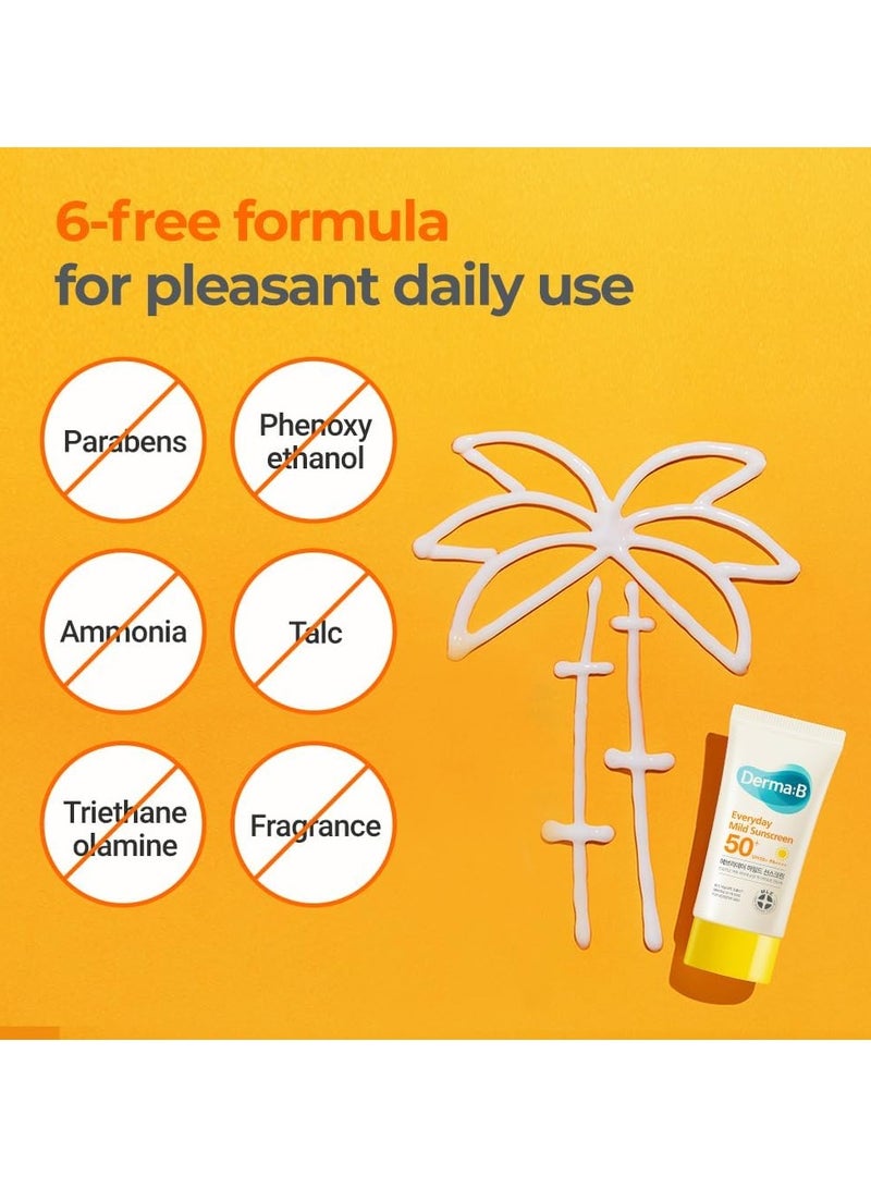 derma b Derma B Everyday Mild Sunscreen SPF50+ PA++++ 1.69 Fl Oz, 50ml  Sensitive Skin Fast-Absorbing Lightweight SPF Sunblock Moisturizer, Facial Body Non-Sticky for Dewy Skin, Korean Mild Sunscreen,1.69fl.oz/50ml  - Image 2