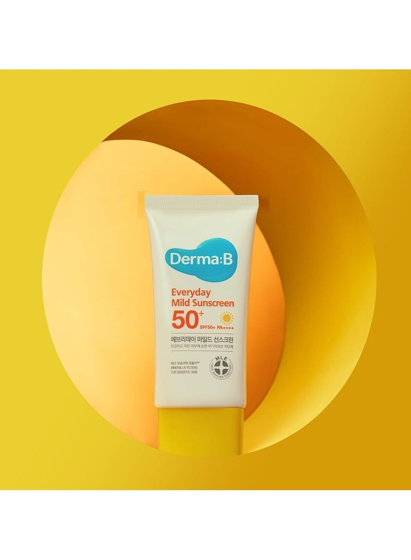 derma b Derma B Everyday Mild Sunscreen SPF50+ PA++++ 1.69 Fl Oz, 50ml  Sensitive Skin Fast-Absorbing Lightweight SPF Sunblock Moisturizer, Facial Body Non-Sticky for Dewy Skin, Korean Mild Sunscreen,1.69fl.oz/50ml  - Image 5