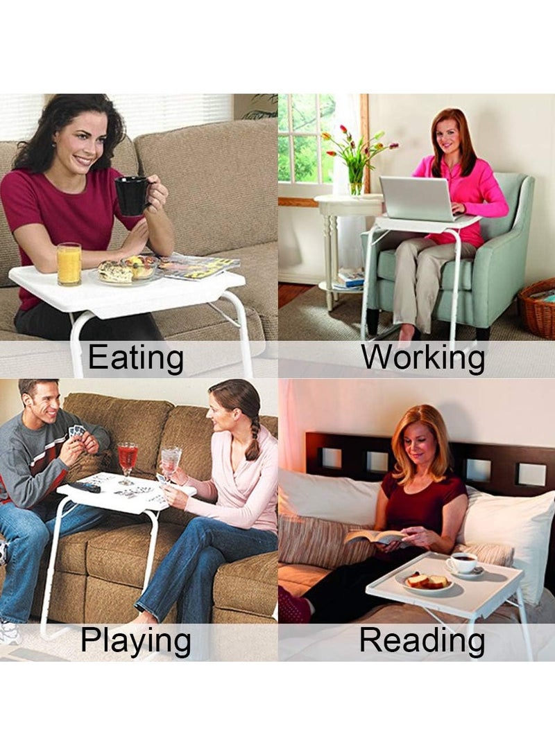 AS SEEN ON TV Adjustable Folding TV Tray Table – Portable Snack Table, Sofa Side Table, Bed Laptop Desk, Breakfast & Study Table for Home Use,White - Image 2