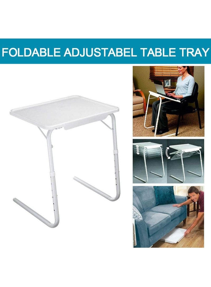AS SEEN ON TV Adjustable Folding TV Tray Table – Portable Snack Table, Sofa Side Table, Bed Laptop Desk, Breakfast & Study Table for Home Use,White - Image 4