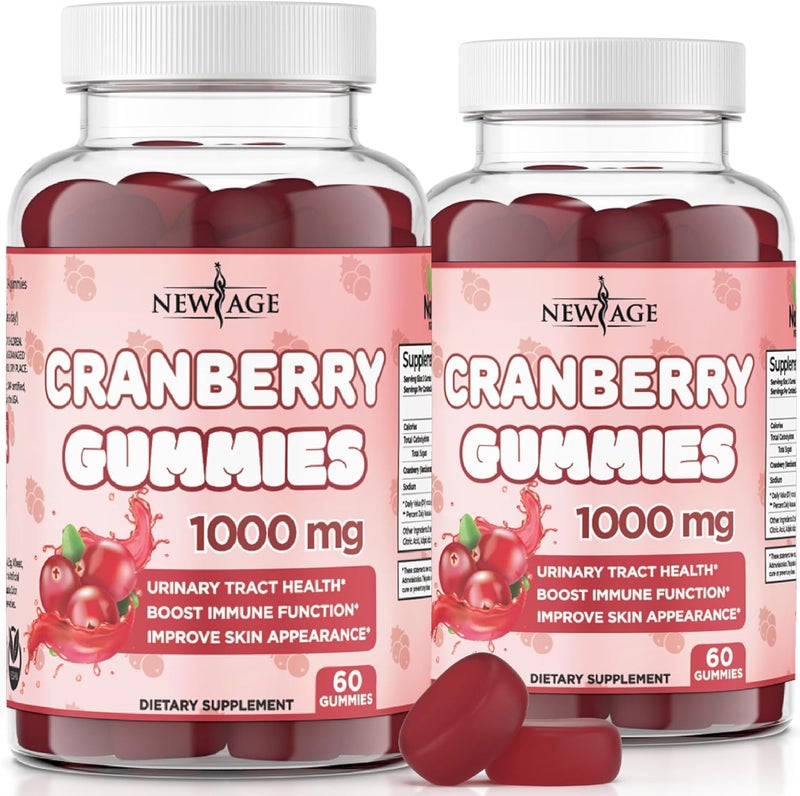 NEW AGE Cranberry Gummies Urinary Tract Health Gummies 1000mg  Supports Bladder Kidney UTI  Vegetarian Cranberry 120 Count - Image 1