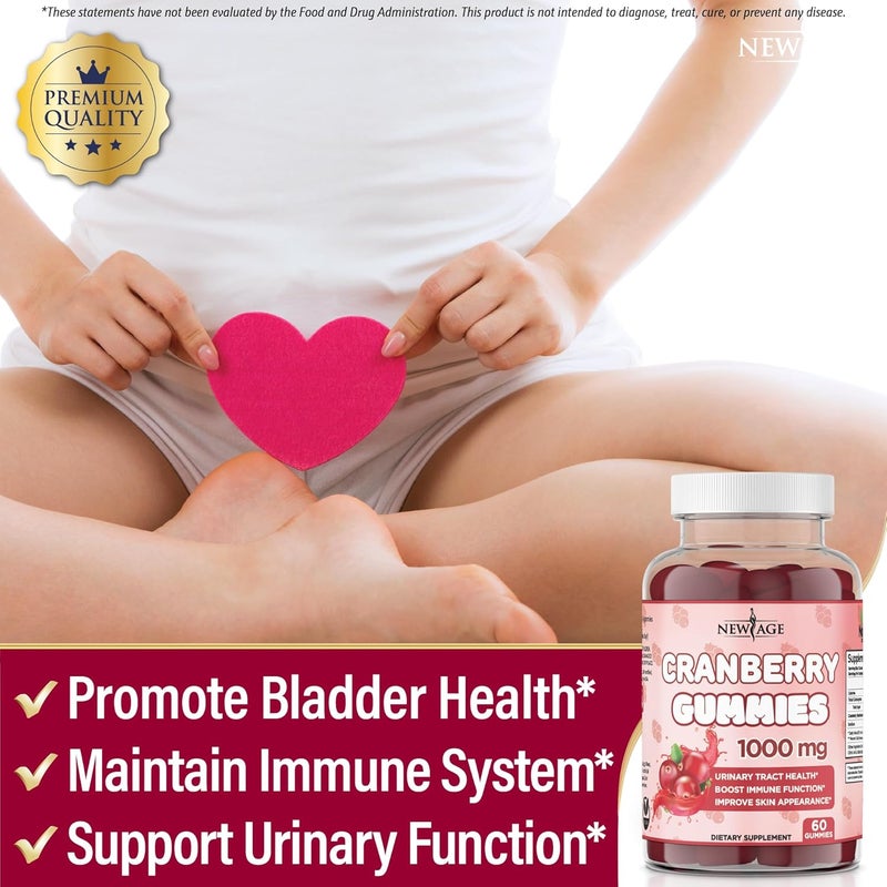 NEW AGE Cranberry Gummies Urinary Tract Health Gummies 1000mg  Supports Bladder Kidney UTI  Vegetarian Cranberry 120 Count - Image 4