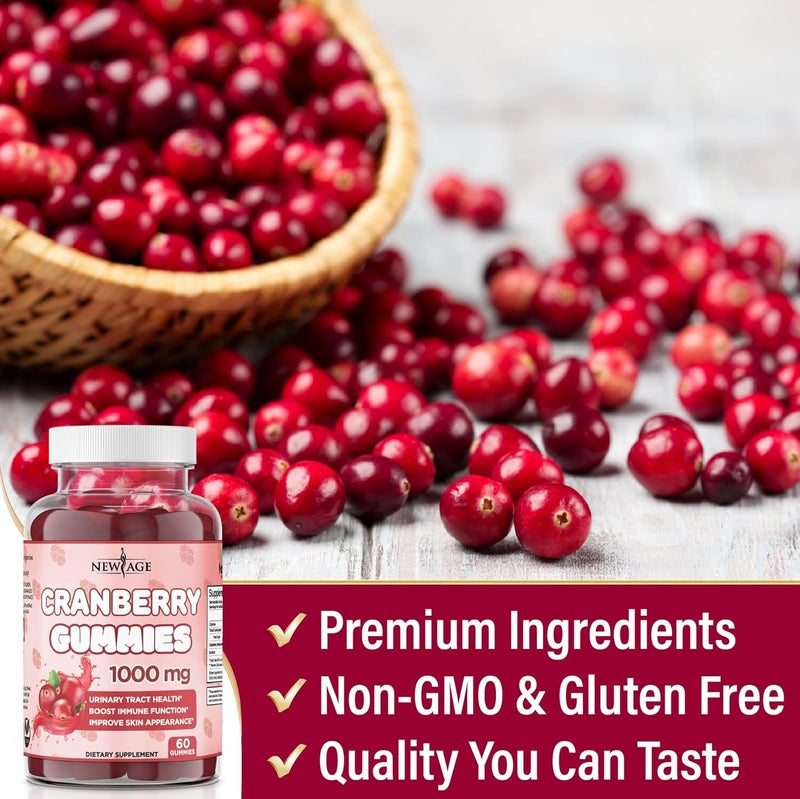 NEW AGE Cranberry Gummies Urinary Tract Health Gummies 1000mg  Supports Bladder Kidney UTI  Vegetarian Cranberry 120 Count - Image 5