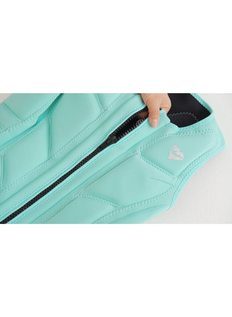 سترة نجاة نسائية من النيوبرين، خفيفة الوزن، مثالية لركوب القوارب، وصيد الأسماك، والتجديف، والتجديف، والتجديف، والتجديف، باللون الأزرق. - Image 3