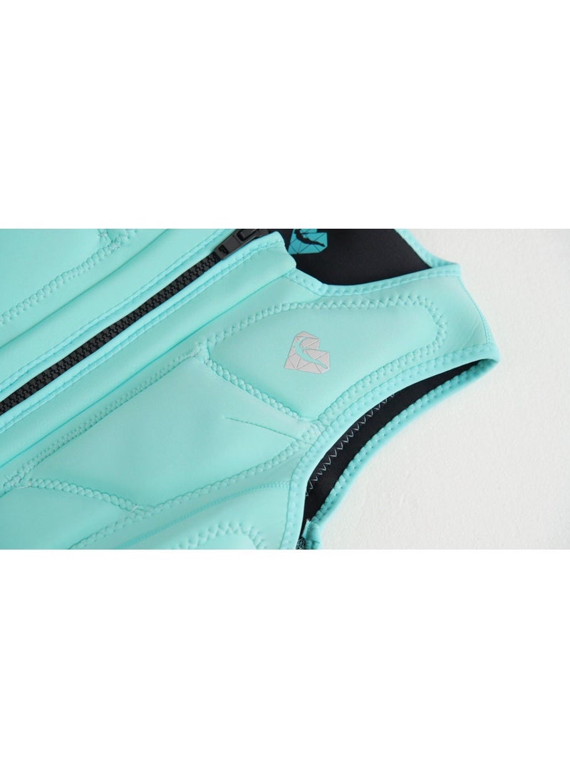 سترة نجاة نسائية من النيوبرين، خفيفة الوزن، مثالية لركوب القوارب، وصيد الأسماك، والتجديف، والتجديف، والتجديف، والتجديف، باللون الأزرق. - Image 5