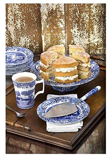Spode Blue Italian Collection Cake Stand | 10.5 Inch Footed Cake Stand for Parties, Cupcakes, and Dessert Display | Made of Fine Porcelain | Dishwasher Safe - Image 2