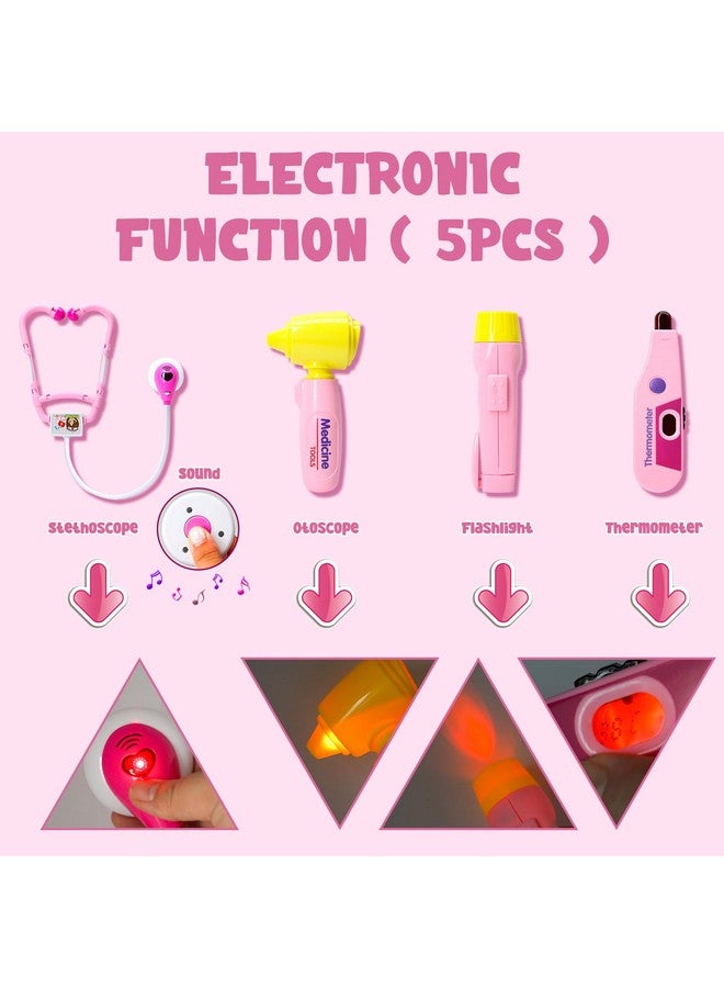 Loyo Medical Kit For Kids 38 Pieces Doctor Pretend Play Equipment Dentist Kit For Kids Doctor Play Set With Gift Case (Pink) - Image 3