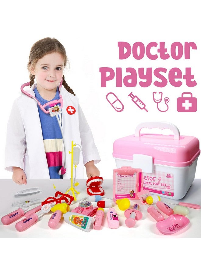 Loyo Medical Kit For Kids 38 Pieces Doctor Pretend Play Equipment Dentist Kit For Kids Doctor Play Set With Gift Case (Pink) - Image 5