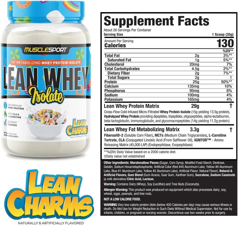 Musclesport Lean Whey Revolution Protein Powder  Whey Protein Isolate  Low Calorie Low Carb Low Fat Incredible Flavors  25g Protein per Scoop 2lb Lean Charms - Image 4