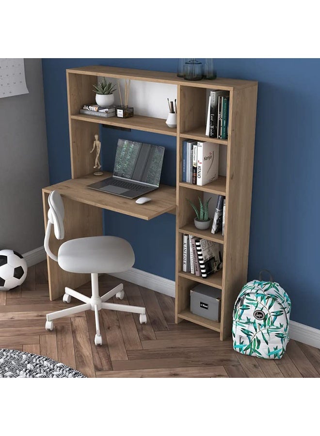 Home Canvas Home Canvas  Computer Desk with Bookshelf and Shelves Walnut  - Image 1