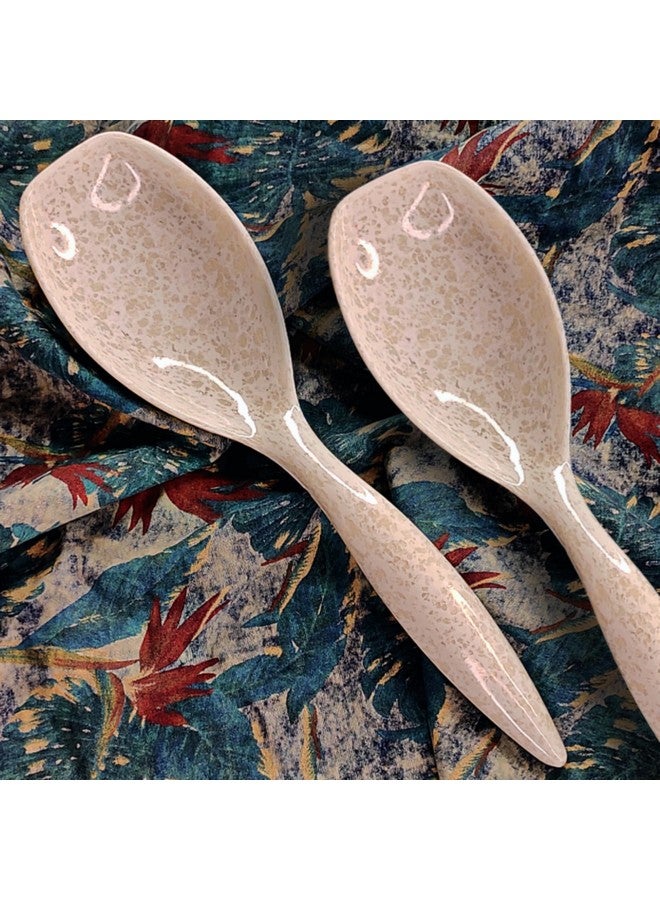 Vemlons Serving Spoon/Long Handle Melamine Serving Spoon Set of 2 Pieces/Cutlery Set/Serving Spoons Set/Serving Set (White) - Image 1