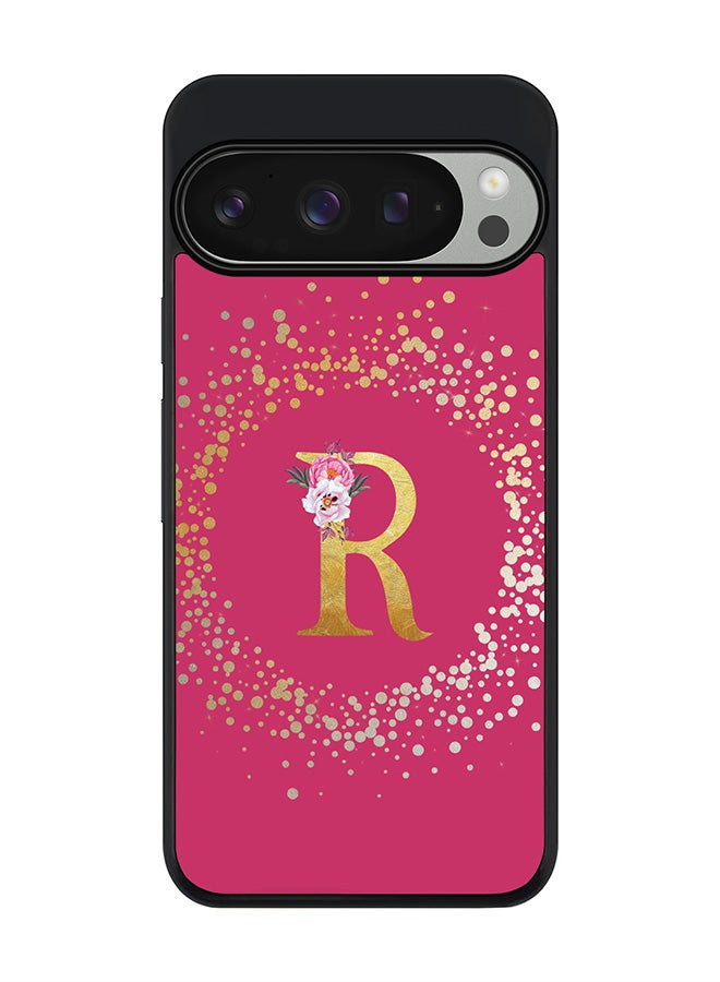 Stylizedd For Google Pixel 9 Pro Case,Slim fit Camera Protection, Shockproof Thin Phone cover - Custom Monogram Floral - R ( Deep Pink ) - Image 1