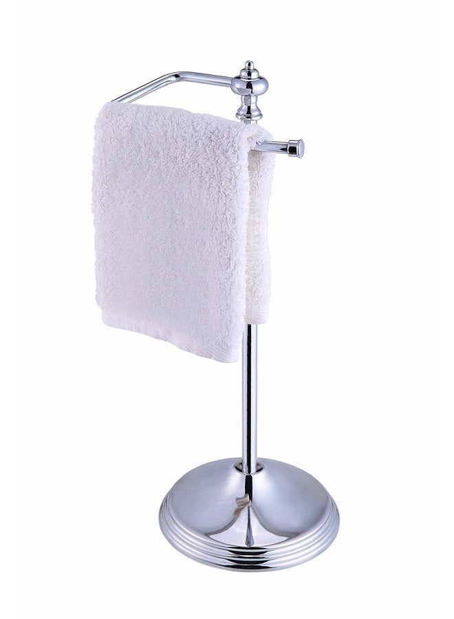 SunnyPoint Heavy Weight Classic Decorative Metal Fingertip Towel Holder Stand for Bathroom, Kitchen, Vanity and Countertops; Hanging Bar is 14.2" Height (Chrome, 15.6" x 5.6" x 5.6") - Image 1