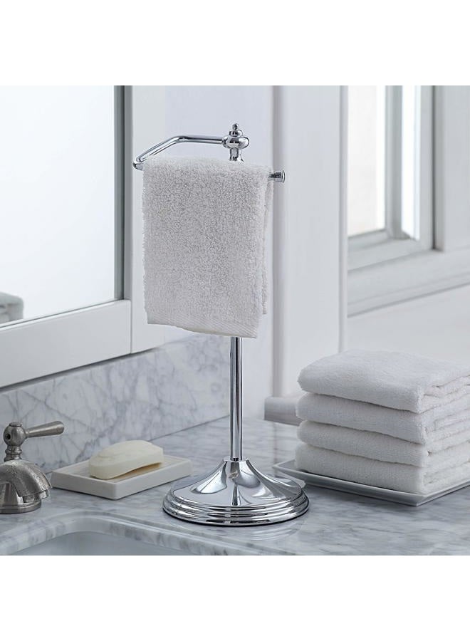 SunnyPoint Heavy Weight Classic Decorative Metal Fingertip Towel Holder Stand for Bathroom, Kitchen, Vanity and Countertops; Hanging Bar is 14.2" Height (Chrome, 15.6" x 5.6" x 5.6") - Image 3