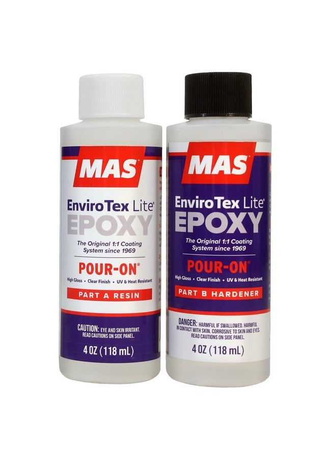 Environmental Technology - Environmental Technology EnviroTex Lite Pour-On High Gloss Finish [8 oz Kit] Crystal Clear Epoxy Coating for Tabletops / Countertops, Waterproof, Heat & Alcohol Resistant (4 oz Resin + 4 oz Hardener) - Image 1