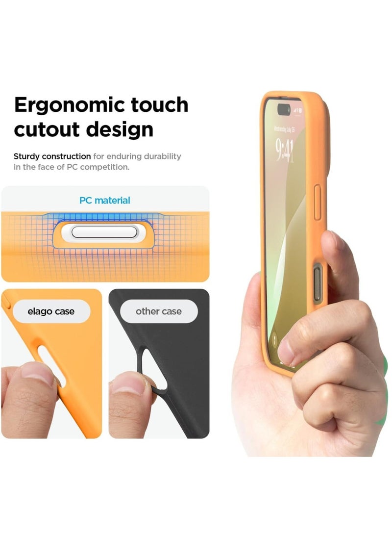 ELTRAZONE Full Body Protection Case for iPhone 16 Pro - Shockproof, Slim Design with Anti-Scratch Microfiber Lining - Vibrant Orange - Image 4