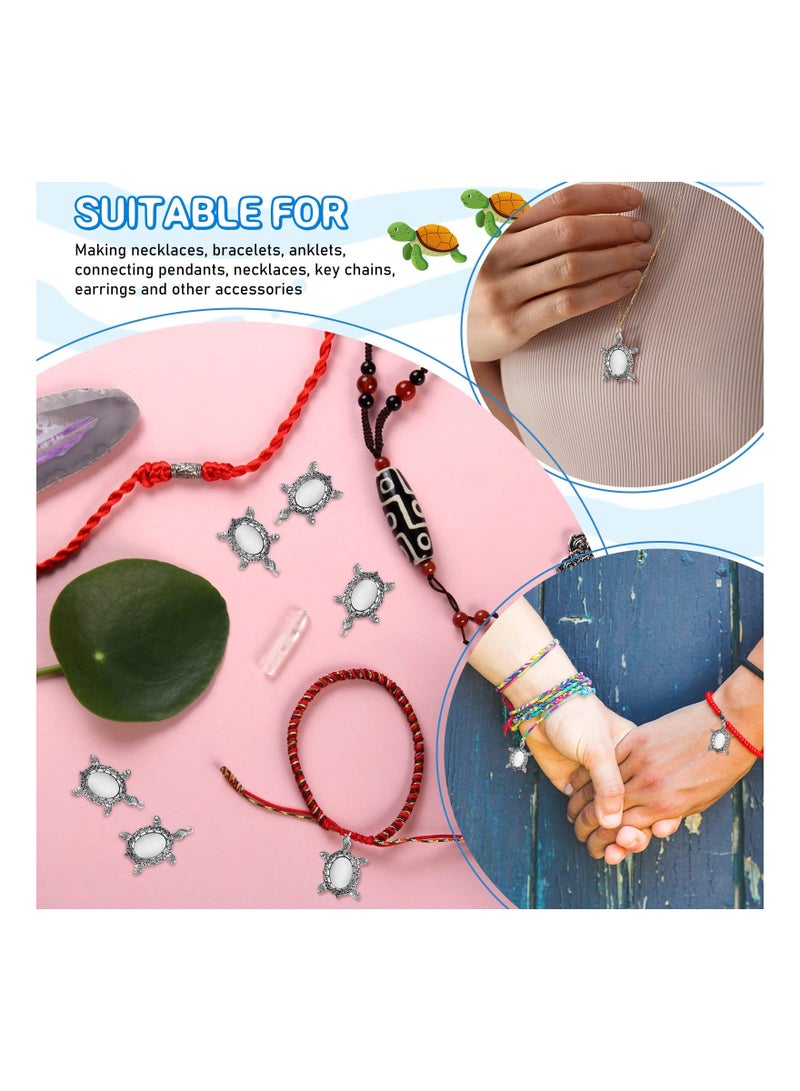 SOLARAE Antique Silver Turtle Pendant Settings, Blank Turtle Pendant Tray, Cabochons Bases 0 Clear Cabochon Cameo Bezel for DIY Jewelry Making (40Pcs,Antique Silver Tone) - Image 4