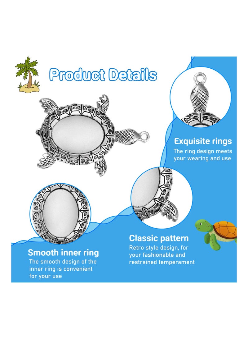 SOLARAE Antique Silver Turtle Pendant Settings, Blank Turtle Pendant Tray, Cabochons Bases 0 Clear Cabochon Cameo Bezel for DIY Jewelry Making (40Pcs,Antique Silver Tone) - Image 5