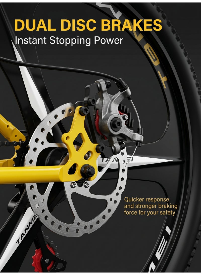 ETG 26-Inch 21-Speed Foldable Mountain Bike – High Carbon Steel Frame, Dual Disc Brakes - Image 3