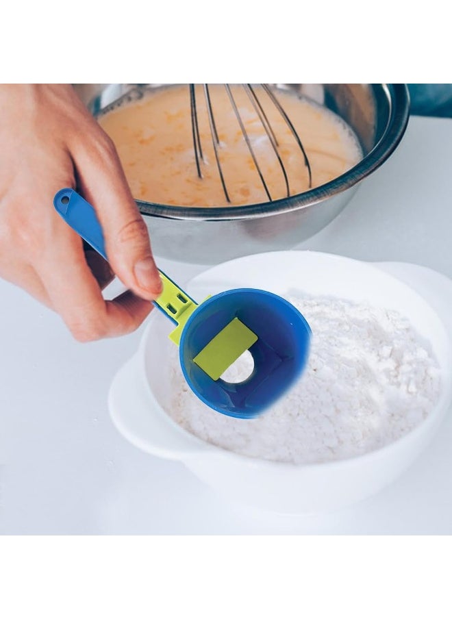 Generic - 2-in-1 Sliding Scoop Converts to Funnel, Adjustable Measuring Spoon with Funnel, Precise Measurement for Your Dietary Supplements, Easy to Clean, Ideal for Powder, Protein Powder, and Liquids, Blue - Image 1