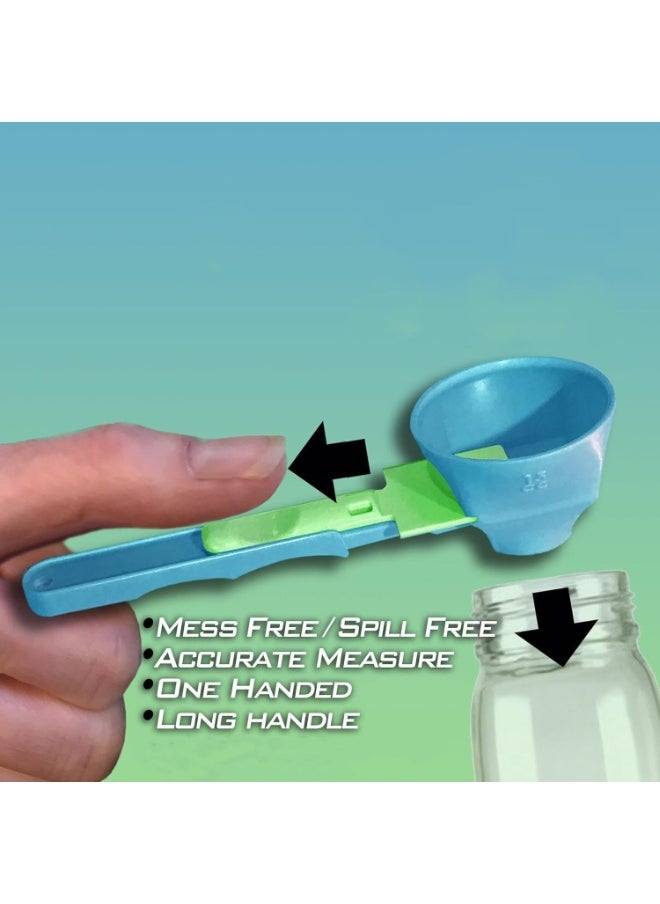 Generic - 2-in-1 Sliding Scoop Converts to Funnel, Adjustable Measuring Spoon with Funnel, Precise Measurement for Your Dietary Supplements, Easy to Clean, Ideal for Powder, Protein Powder, and Liquids, Blue - Image 1
