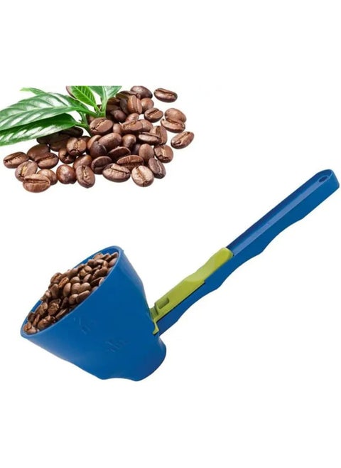 2-in-1 Sliding Scoop Converts to Funnel, Adjustable Measuring Spoon with Funnel, Precise Measurement for Your Dietary Supplements, Easy to Clean, Ideal for Powder, Protein Powder, and Liquids, Blue