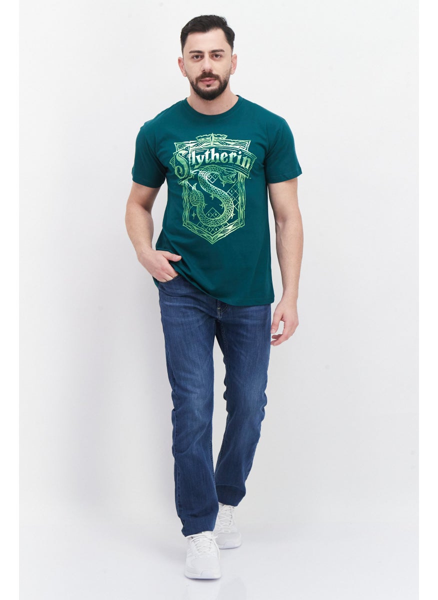 Harry Potter Men Crew Neck Short Sleeves Graphic Printed T-Shirt, Green  - Image 4