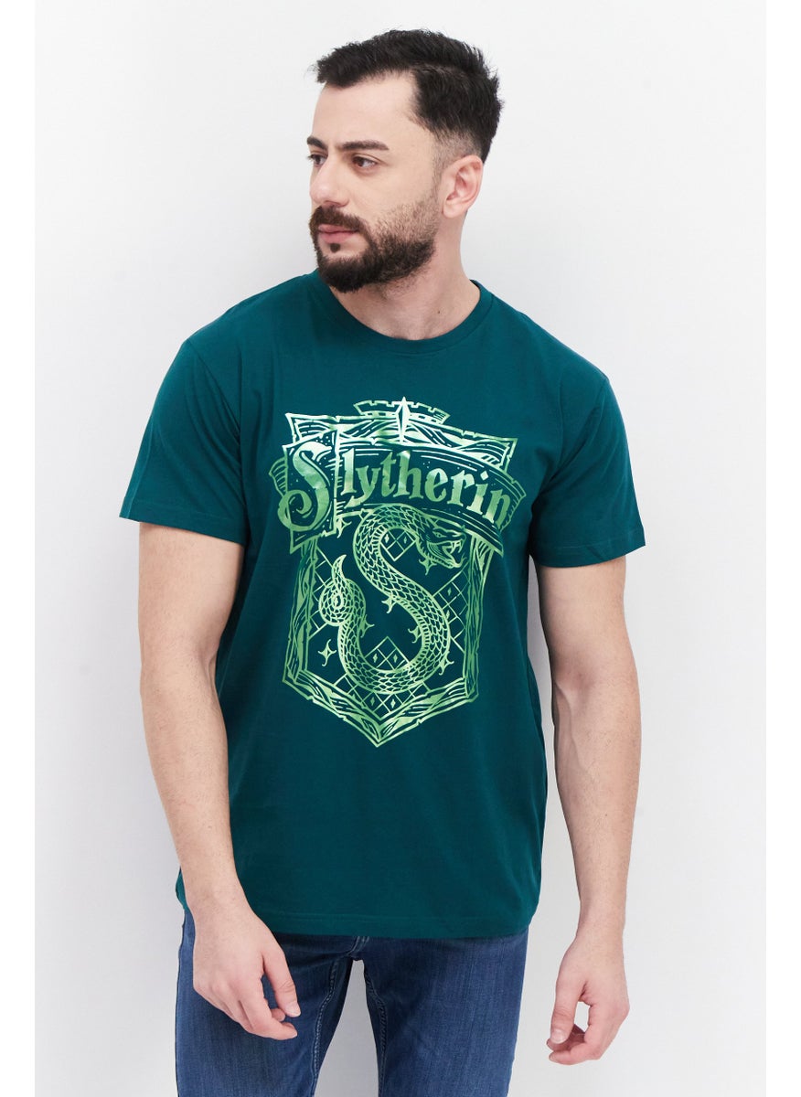 Harry Potter Men Crew Neck Short Sleeves Graphic Printed T-Shirt, Green  - Image 1
