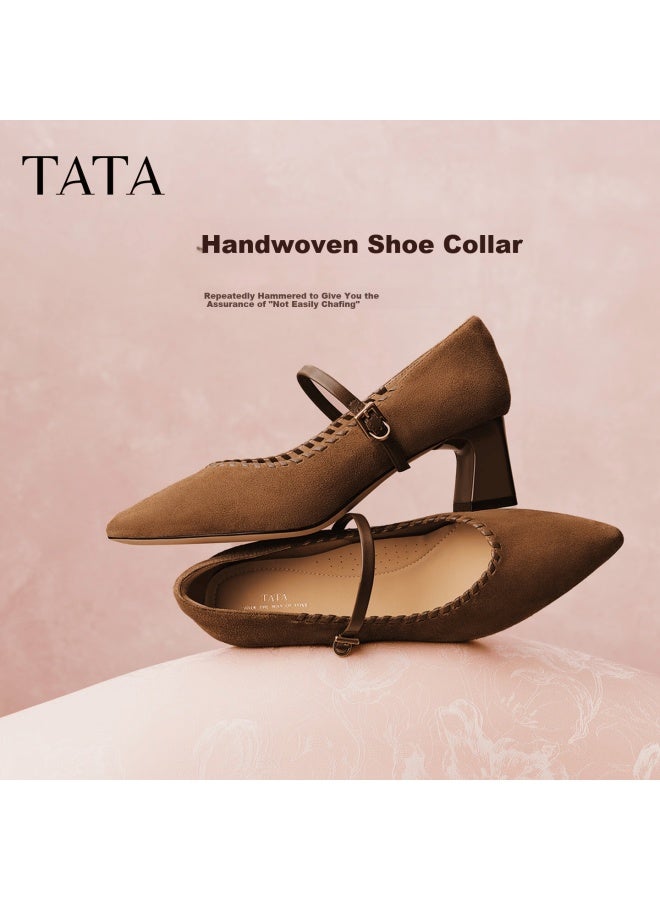 Tata  Spring Mall Style Brown Low-cut Casual Mary Jane Shoes For Women Size 38 - Image 1