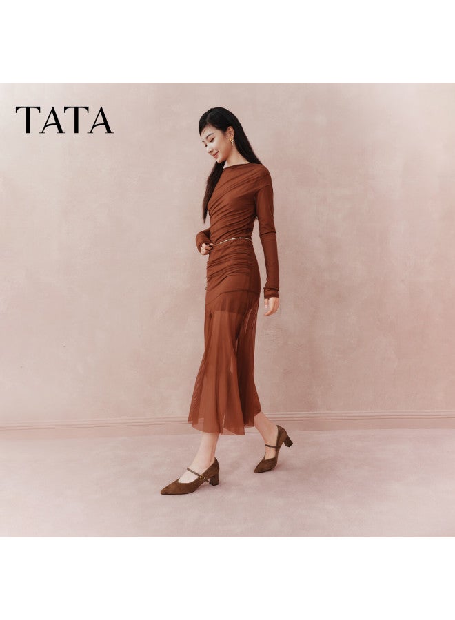 Tata  Spring Mall Style Brown Low-cut Casual Mary Jane Shoes For Women Size 38 - Image 3