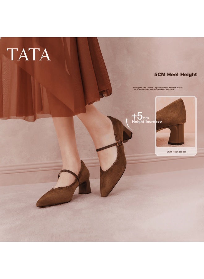 Tata  Spring Mall Style Brown Low-cut Casual Mary Jane Shoes For Women Size 38 - Image 2