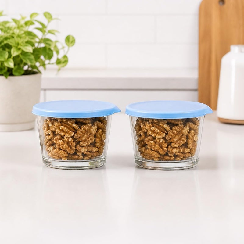 Home Essentials Glass Containers with Lid - 260ml Leak-Proof Glass Sealed Jar with Lid | Food Grade Ideal for Kitchen, Refrigerator, Storage, Fresh-Keeping, Storage, Milk, Fruit, Coffee (Pack of 2) - Image 1