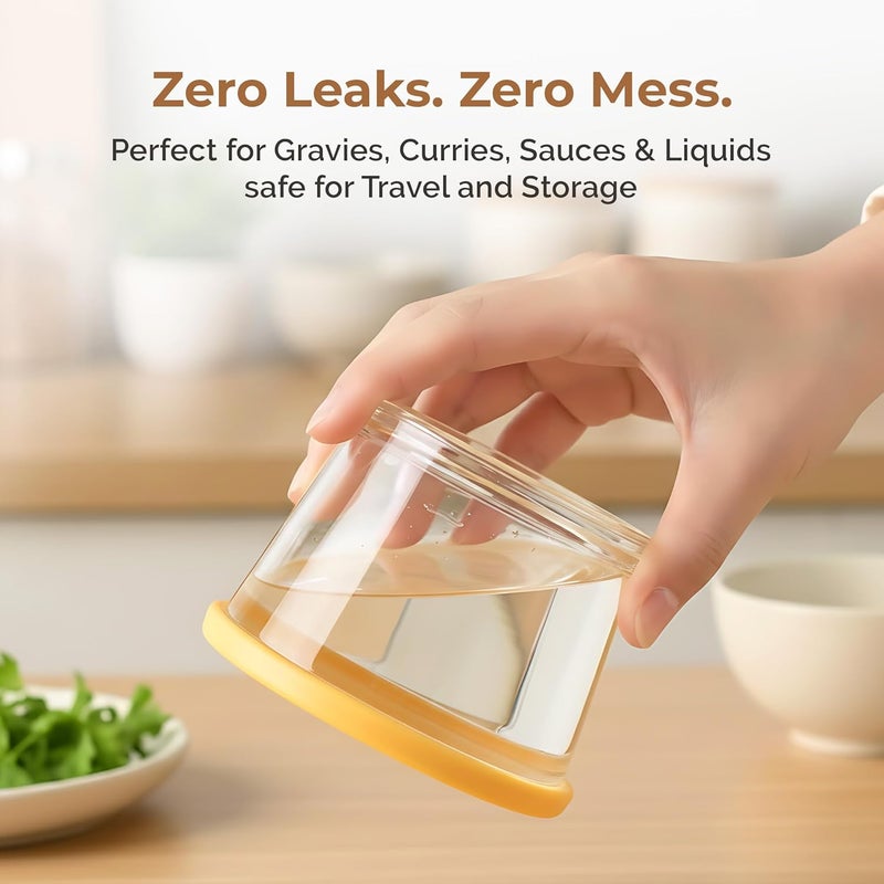 Home Essentials Glass Containers with Lid - 260ml Leak-Proof Glass Sealed Jar with Lid | Food Grade Ideal for Kitchen, Refrigerator, Storage, Fresh-Keeping, Storage, Milk, Fruit, Coffee (Pack of 2) - Image 3