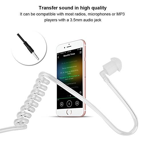 Serounder Throat Mic Earpiece Headphone, 3.5mm Throat Mic Earpiece Bone Conduction Headset Throat with Finger PTT Mic Air Acoustic Tube Earpiece Headset Acoutic Tube Earpiece for 3.5mm CTIA Phone - Image 3