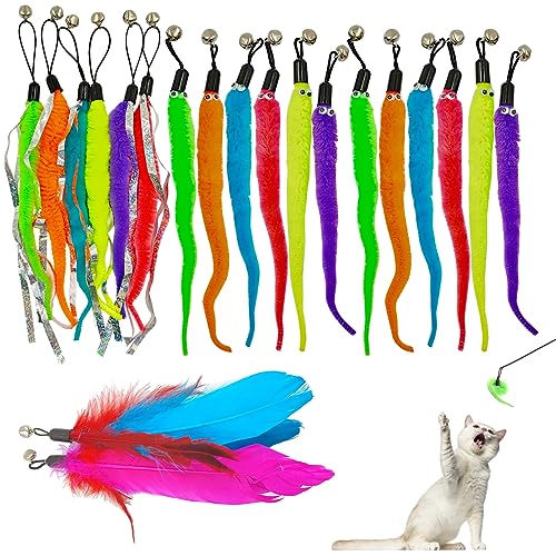DLAND Cat Wand Toy Refill 20pcs Universal Feather Streamer Replacement for Interactive Play - Image 1