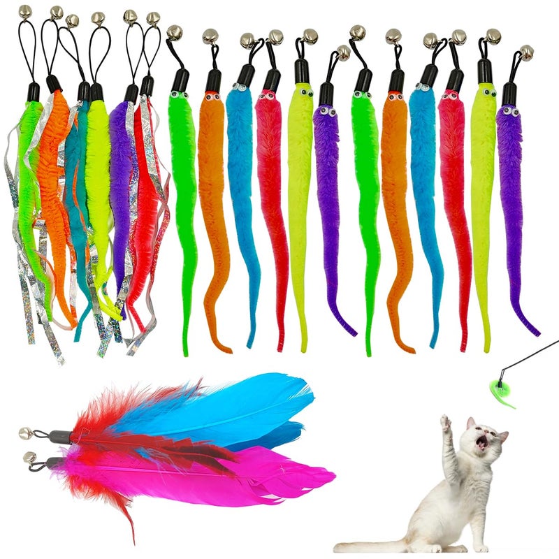 DLAND Cat Wand Toy Refill 20pcs Universal Feather Streamer Replacement for Interactive Play - Image 2